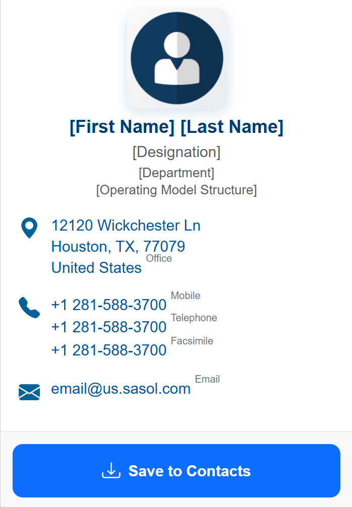 Screenshot of the 'Contact Card'